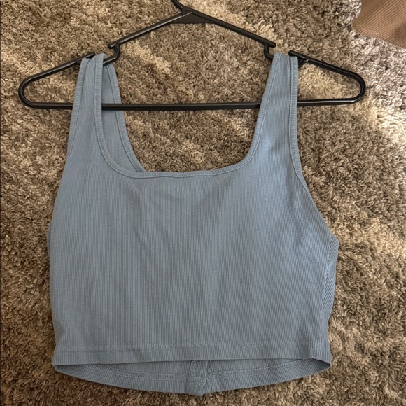 Stylish Blue Button-Up Crop Top - Picture 2 of 2